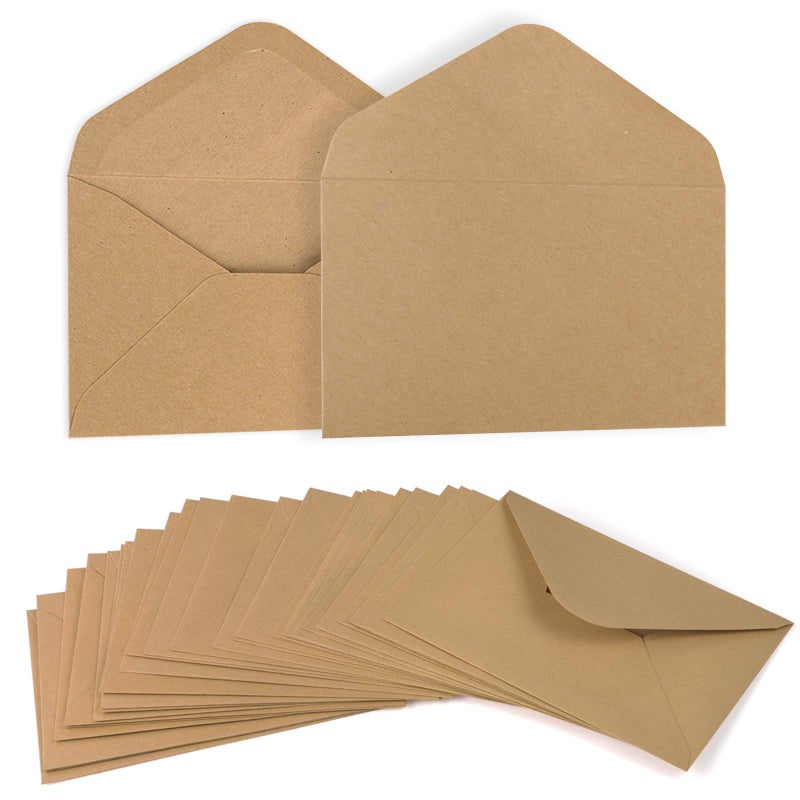 ValBox 4.6x6.3" Kraft Envelopes 100 PCS 120 GSM Brown Contour Flap Invitation Envelopes for Baby Shower, Graduation, Wedding, Invitations - Gummed Flap - Image 1